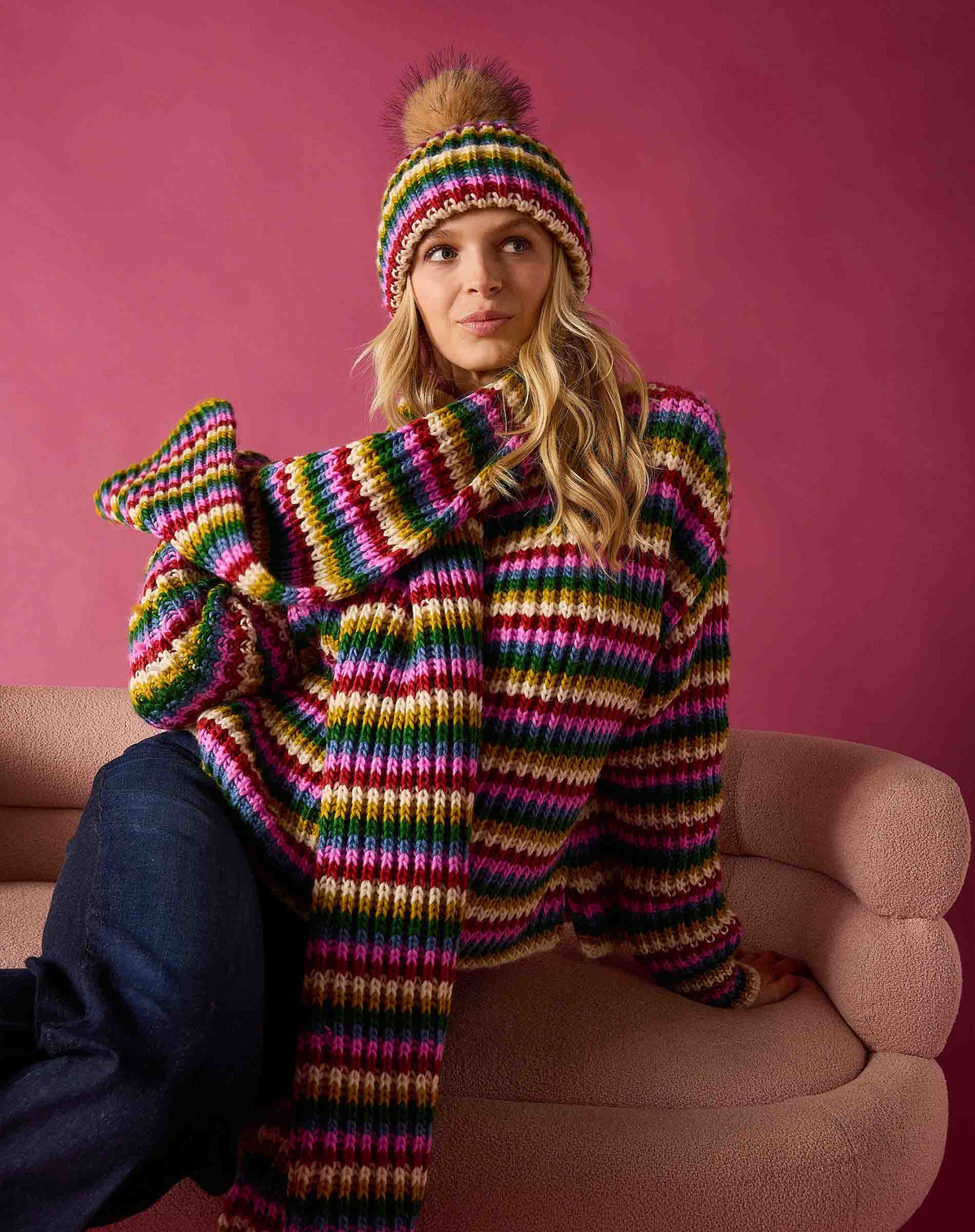 Golden Days Scarf in Multi Stripe