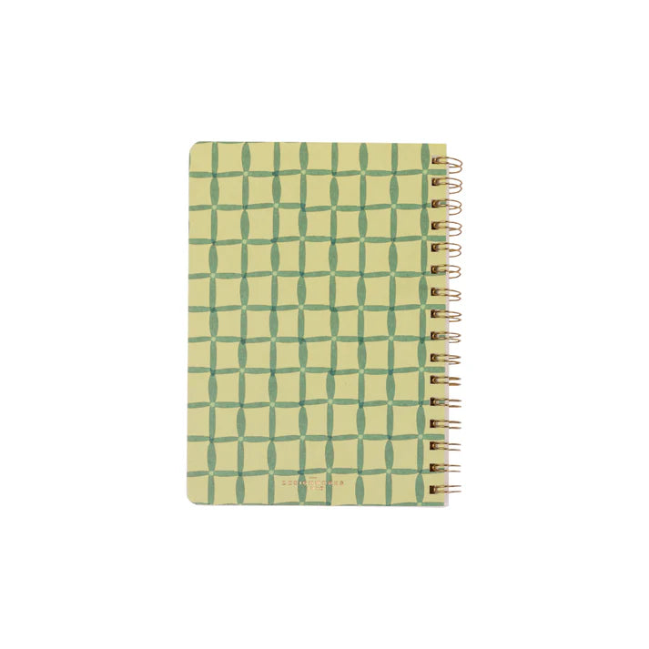 Tulip Twin Wire Notebook in Green Lattice