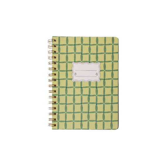 Tulip Twin Wire Notebook in Green Lattice