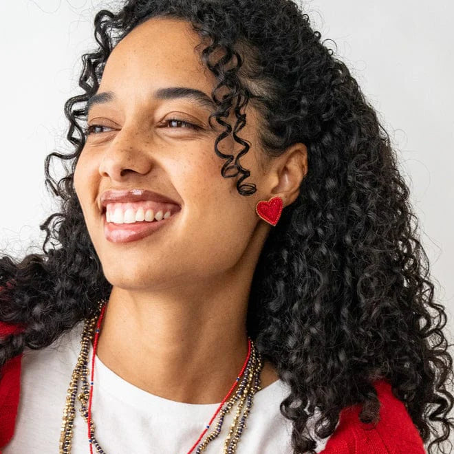 Haddie Red Heart Stud Earrings