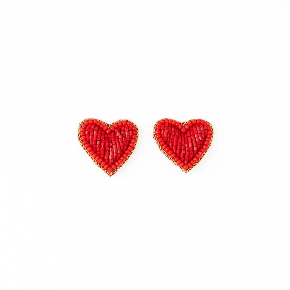 Haddie Red Heart Stud Earrings