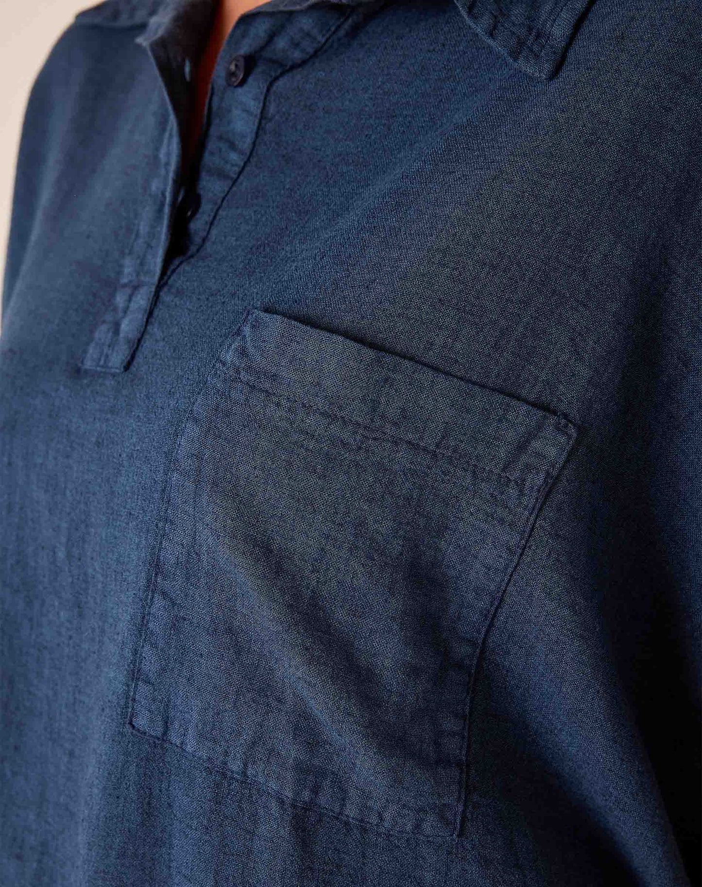 Hermosa Collared Top in Navy