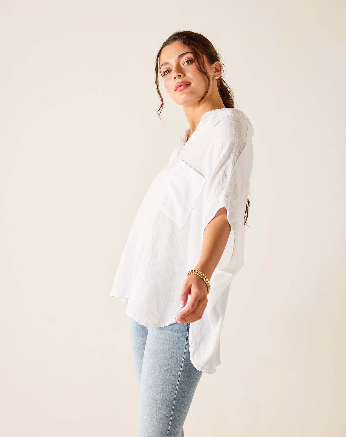 Hermosa Collared Top in White