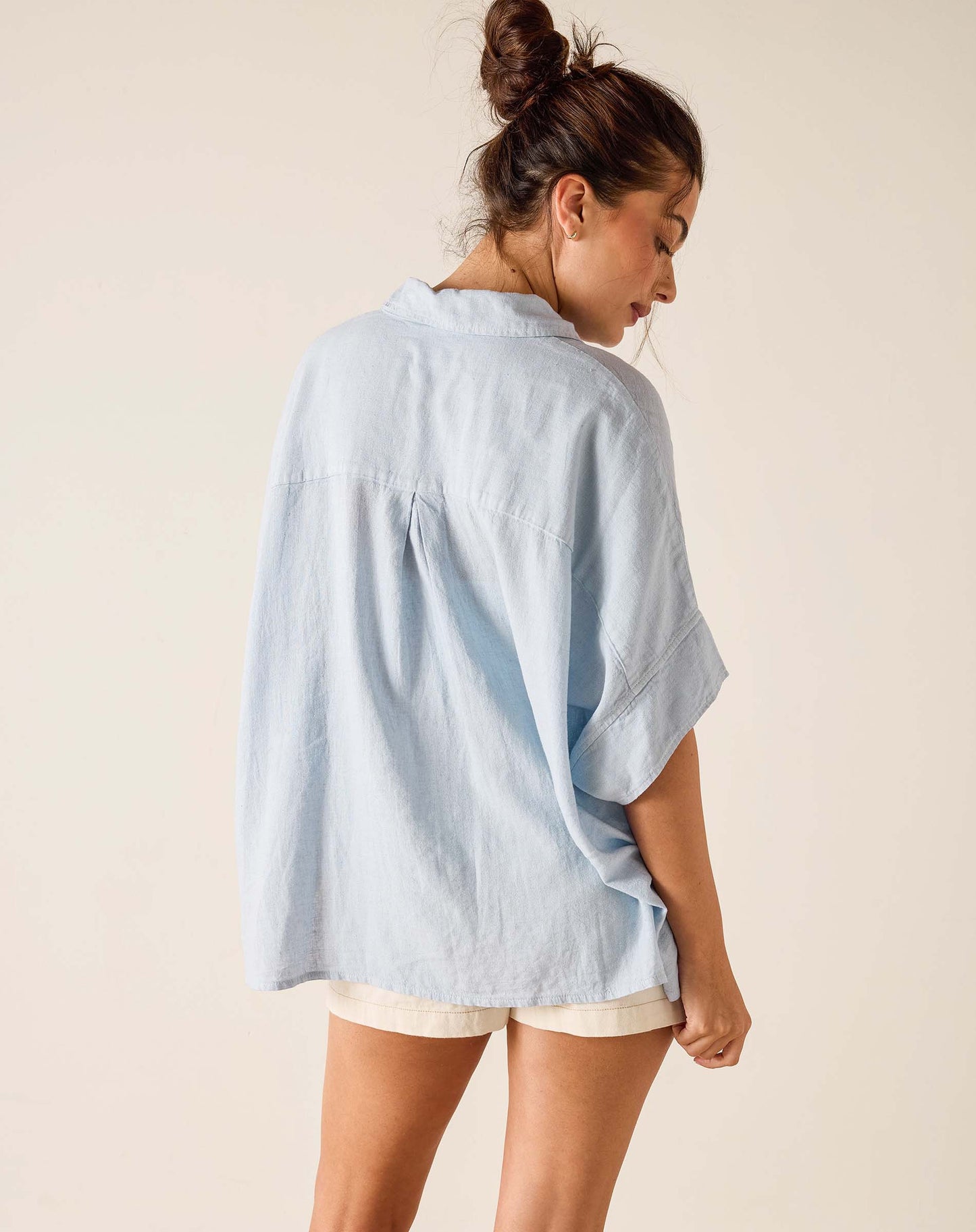Hermosa Collared Top in Zen Blue