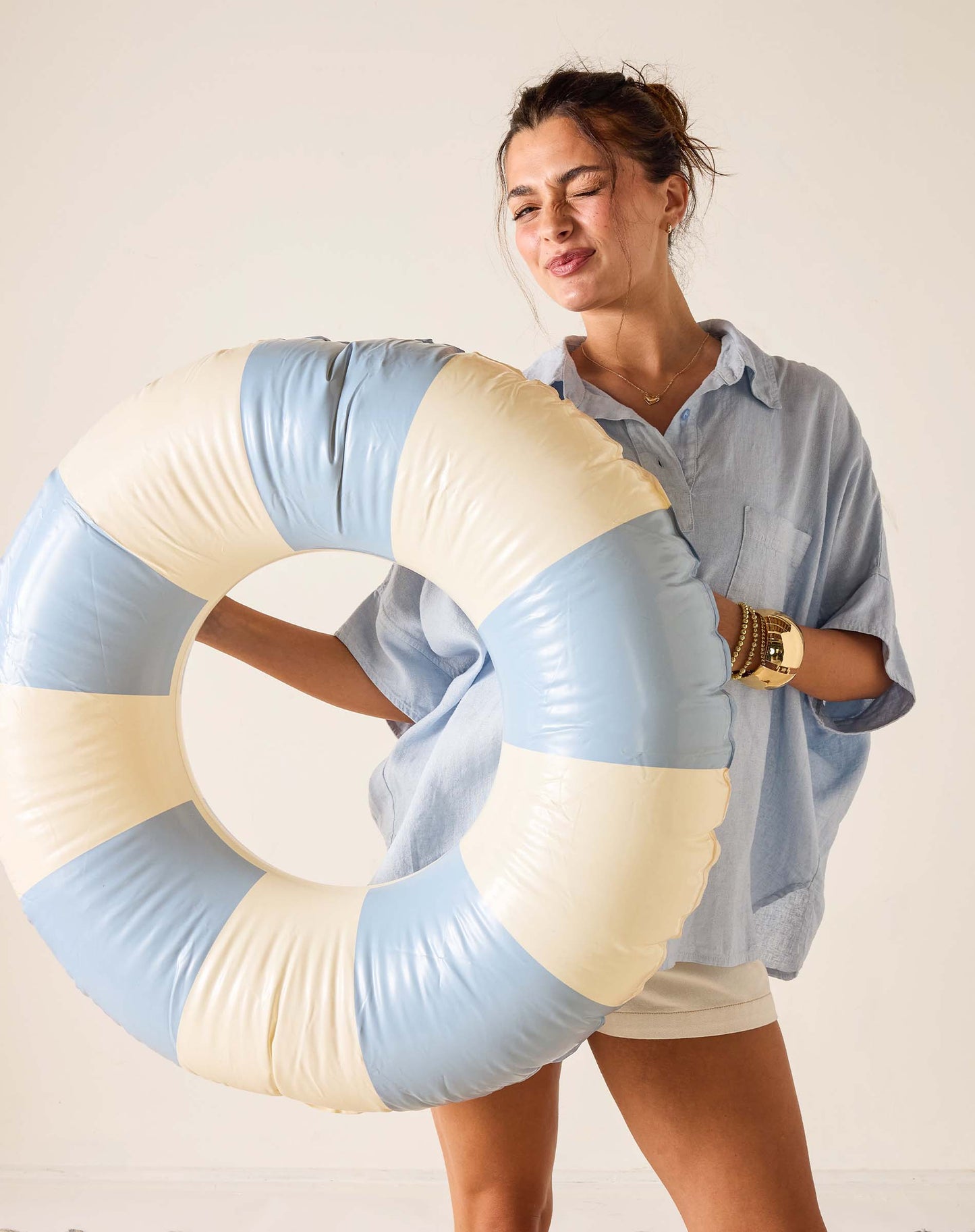 Hermosa Collared Top in Zen Blue