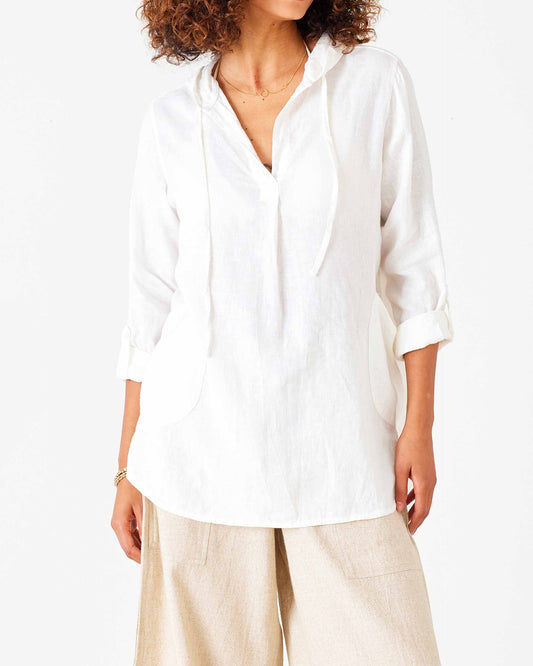 Hermosa Hoodie Tunic in Crisp White