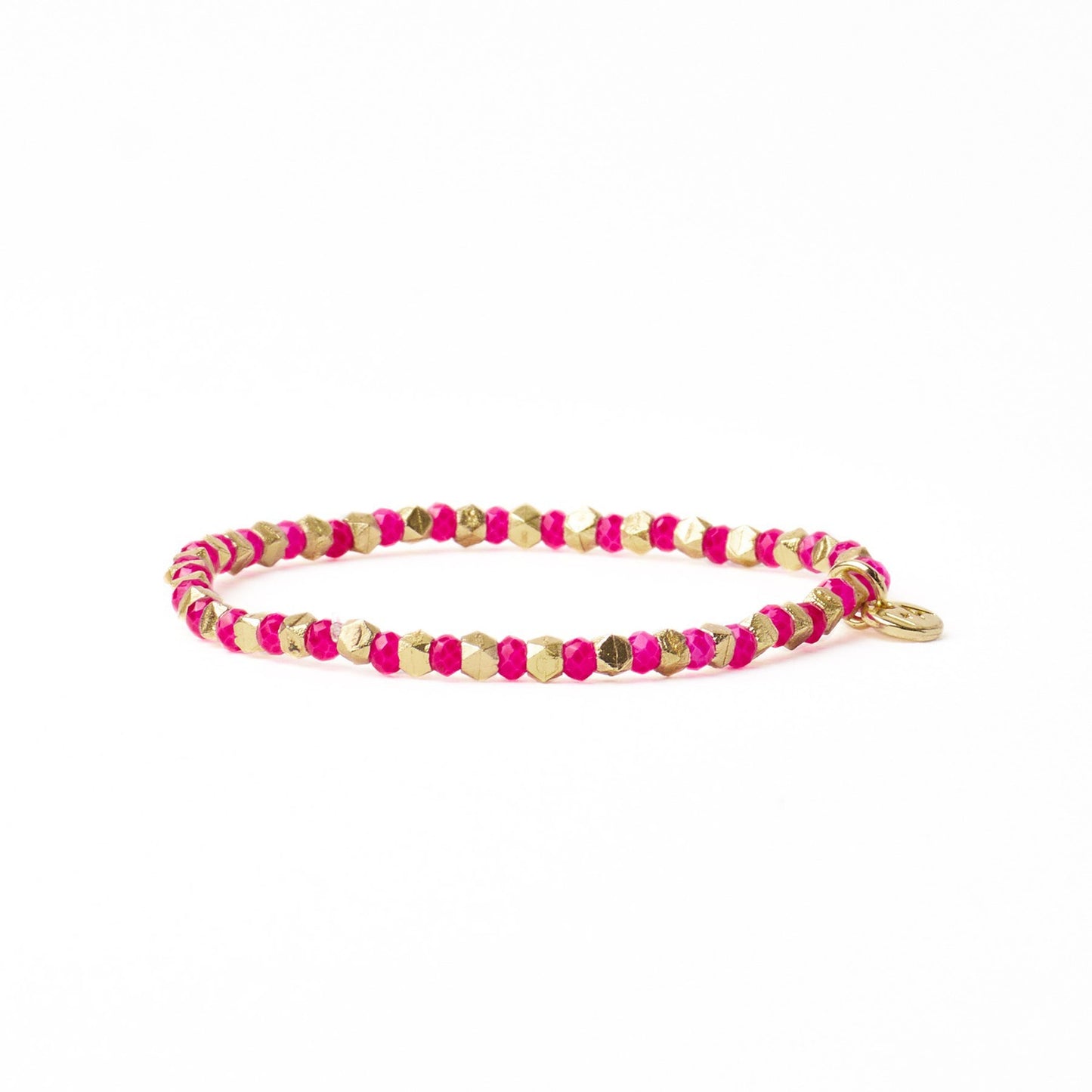 Louise Crystal Stretch Bracelet in Hot Pink + Gold by Ink & Alloy
