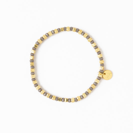 Louise Crystal Stretch Bracelet in Silver Grey + Gold by Ink & Alloy
