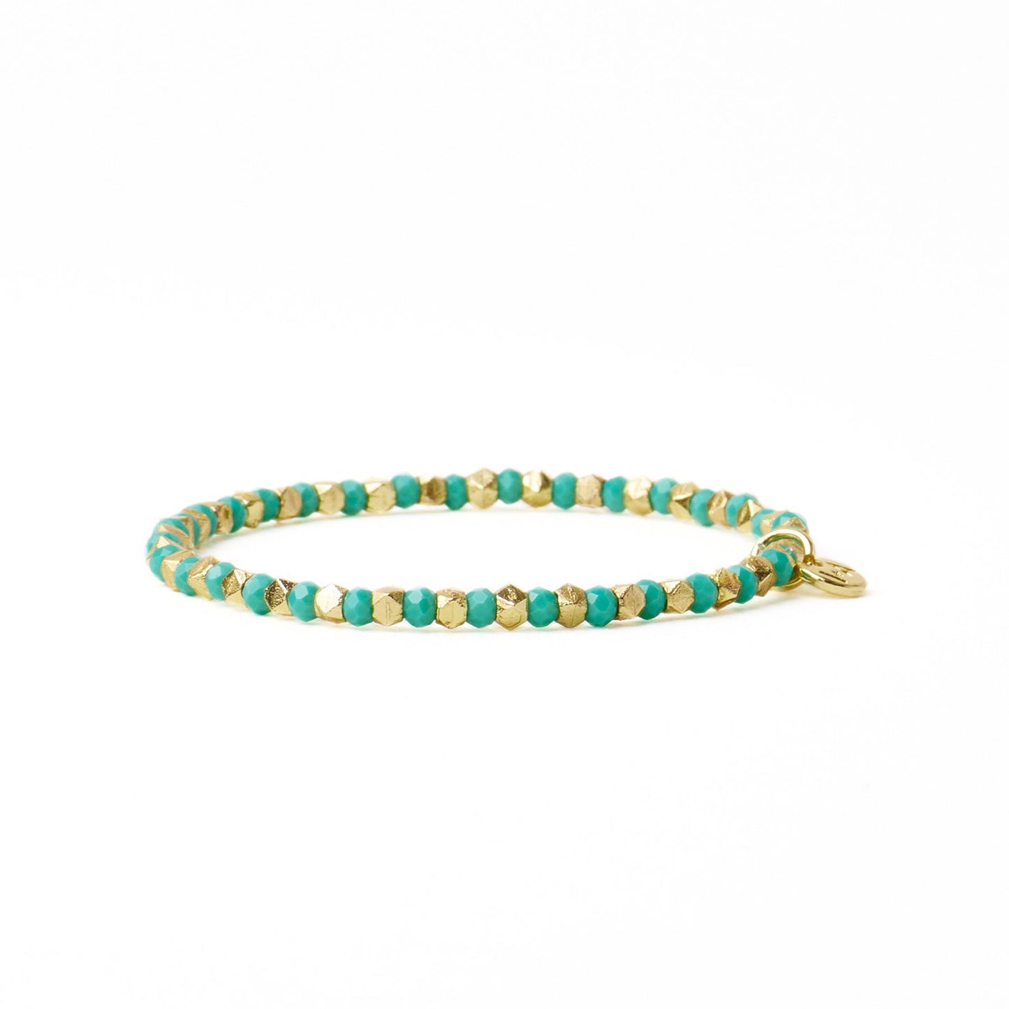 Louise Crystal Stretch Bracelet in Teal + Gold by Ink & Alloy