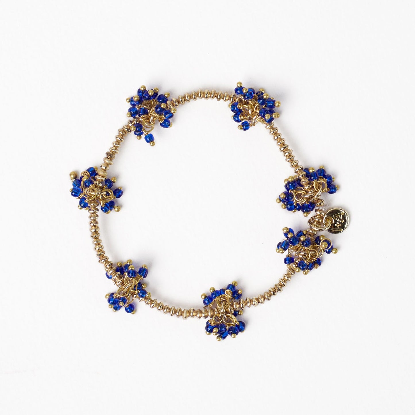Kate Glass Cluster Bead Stretch Bracelet in Royal Blue by Ink & Alloy