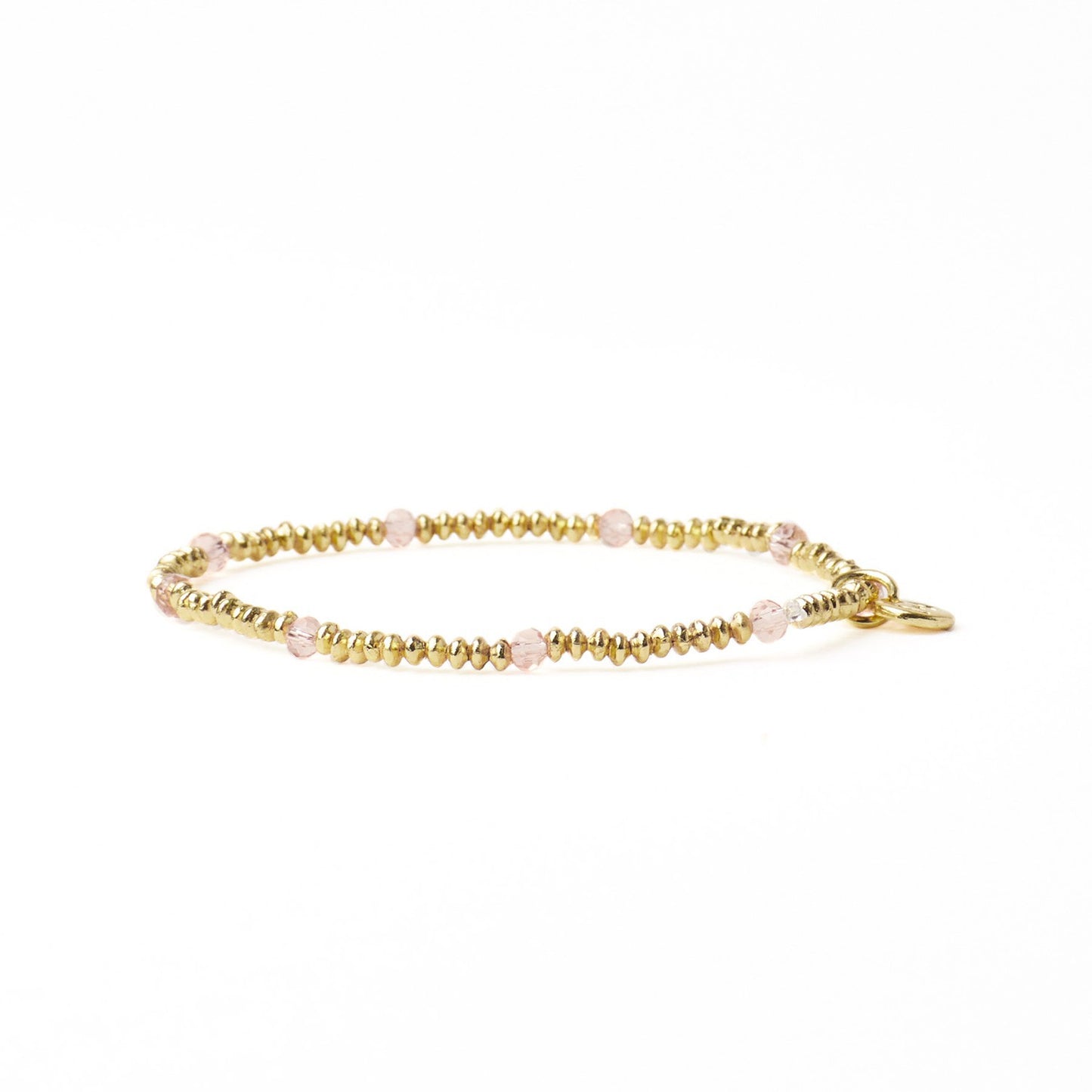 Ashley Small Brass + Crystal Stretch Bracelet in Blush + Gold by Ink & Alloy