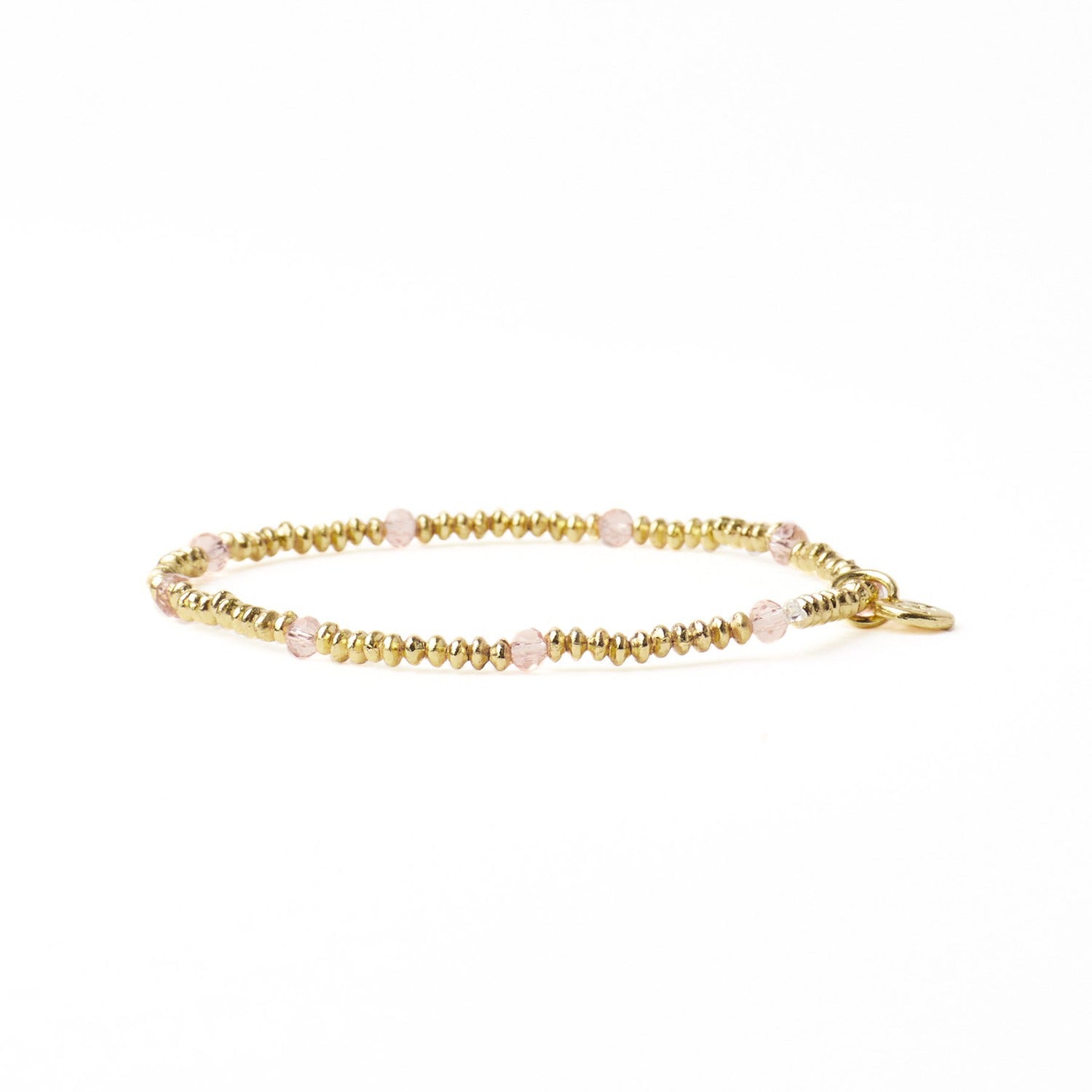 Ashley Small Brass + Crystal Stretch Bracelet in Blush + Gold by Ink & Alloy