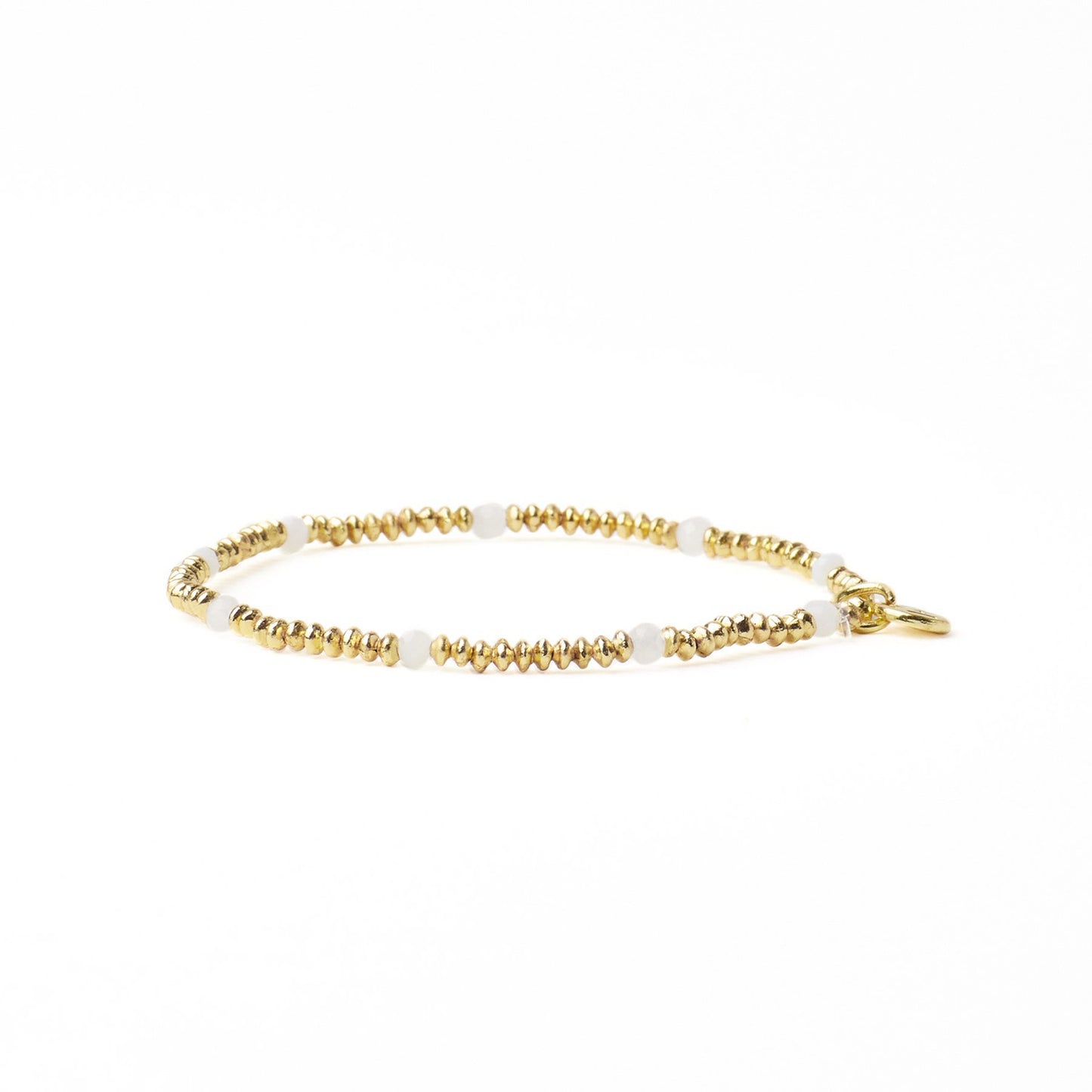 Ashley Small Brass + Crystal Stretch Bracelet in White + Gold by Ink & Alloy