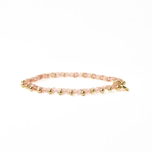 Kami Crystal + Brass Charm Stretch Bracelet in Blush + Gold by Ink & Alloy