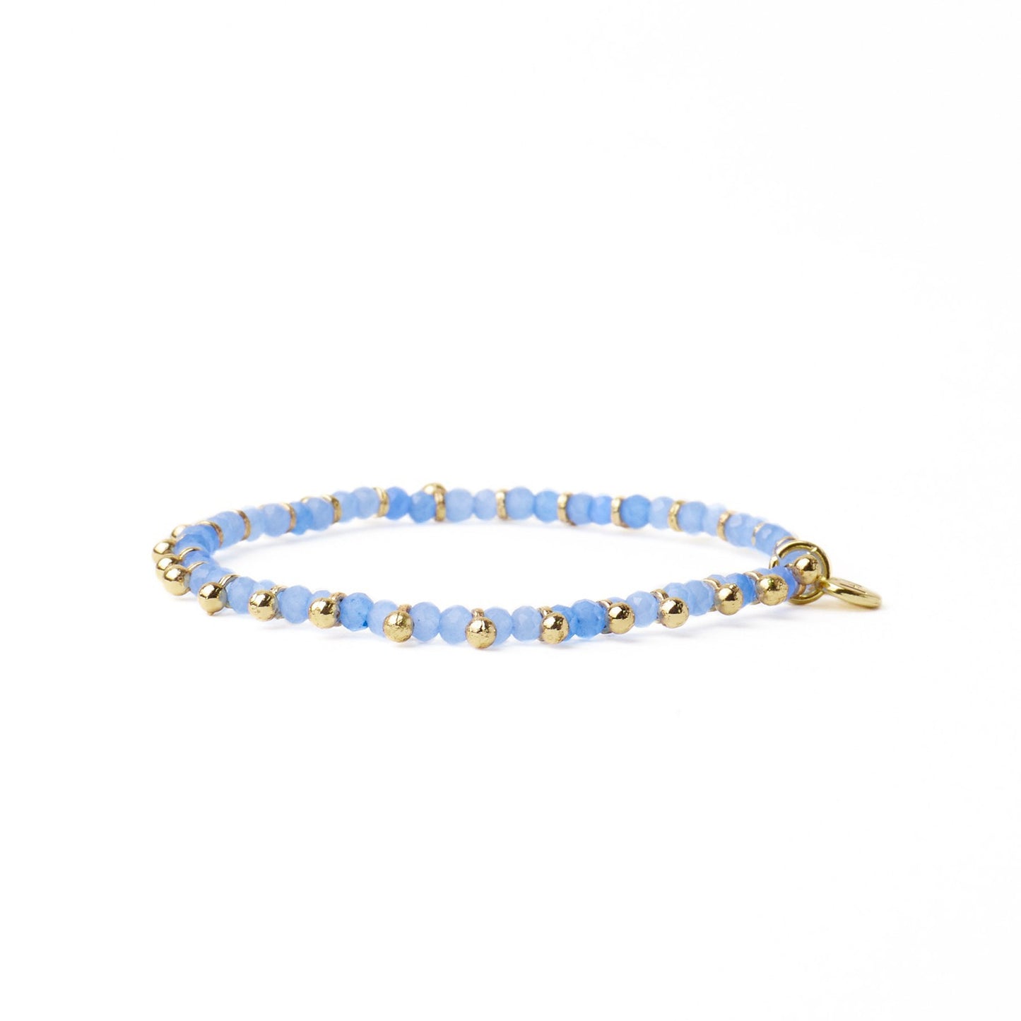 Kami Crystal + Brass Charm Stretch Bracelet in Blue + Gold by Ink & Alloy