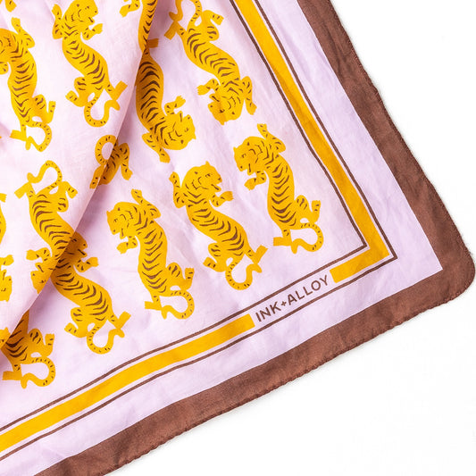 Olivia Square Scarf in Tiger Print by INK + ALLOY