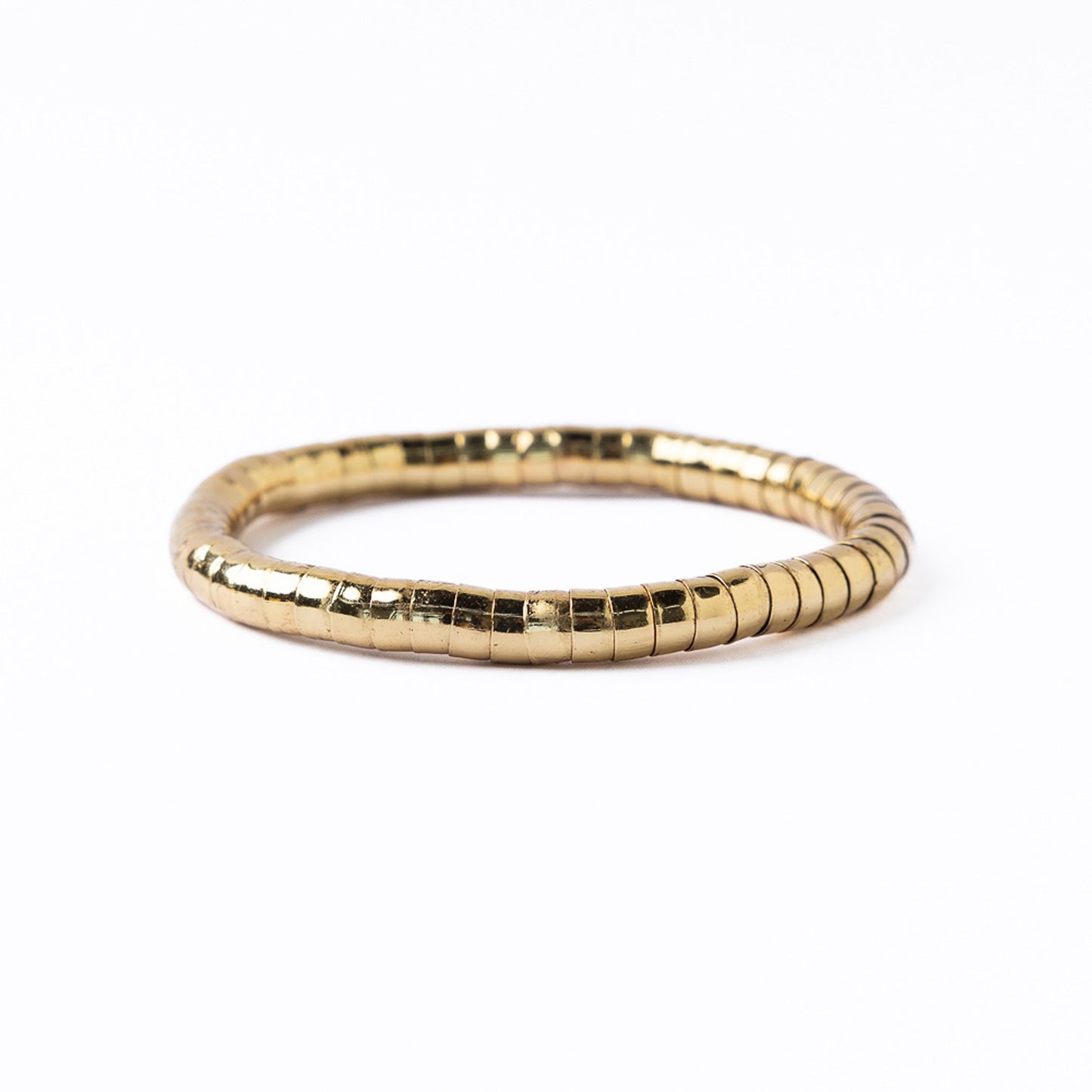 Lucille Round Bead Stretch Bracelet in Brass by Ink & Alloy