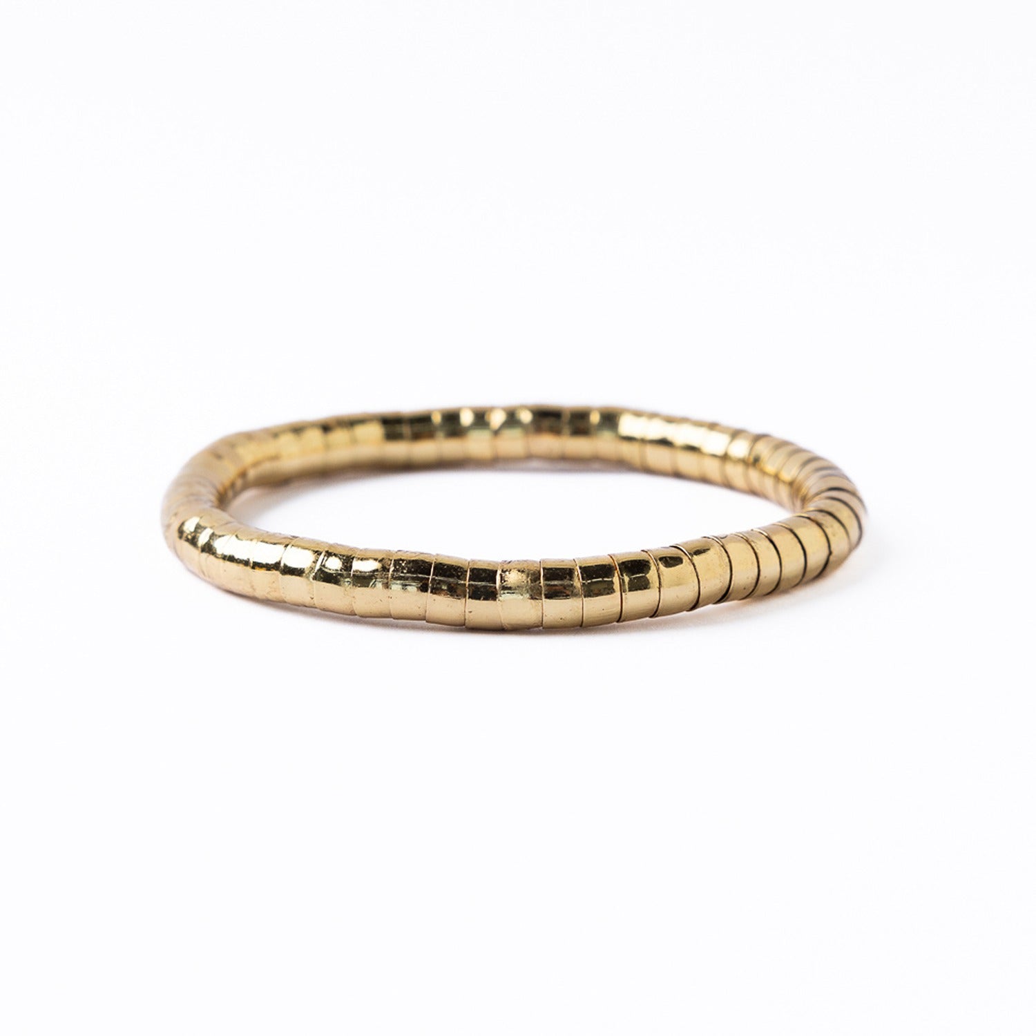 Lucille Round Bead Stretch Bracelet in Brass by Ink & Alloy