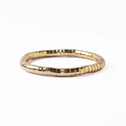 Lucille Round Bead Stretch Bracelet in Brass by Ink & Alloy