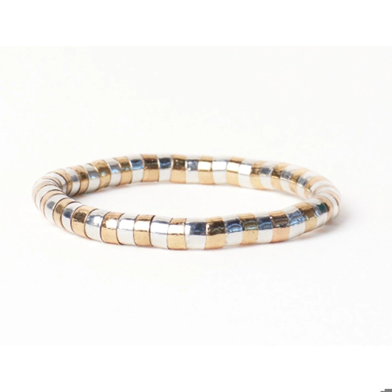 Lucille Round Bead Stretch Bracelet in Mixed Metal by Ink & Alloy