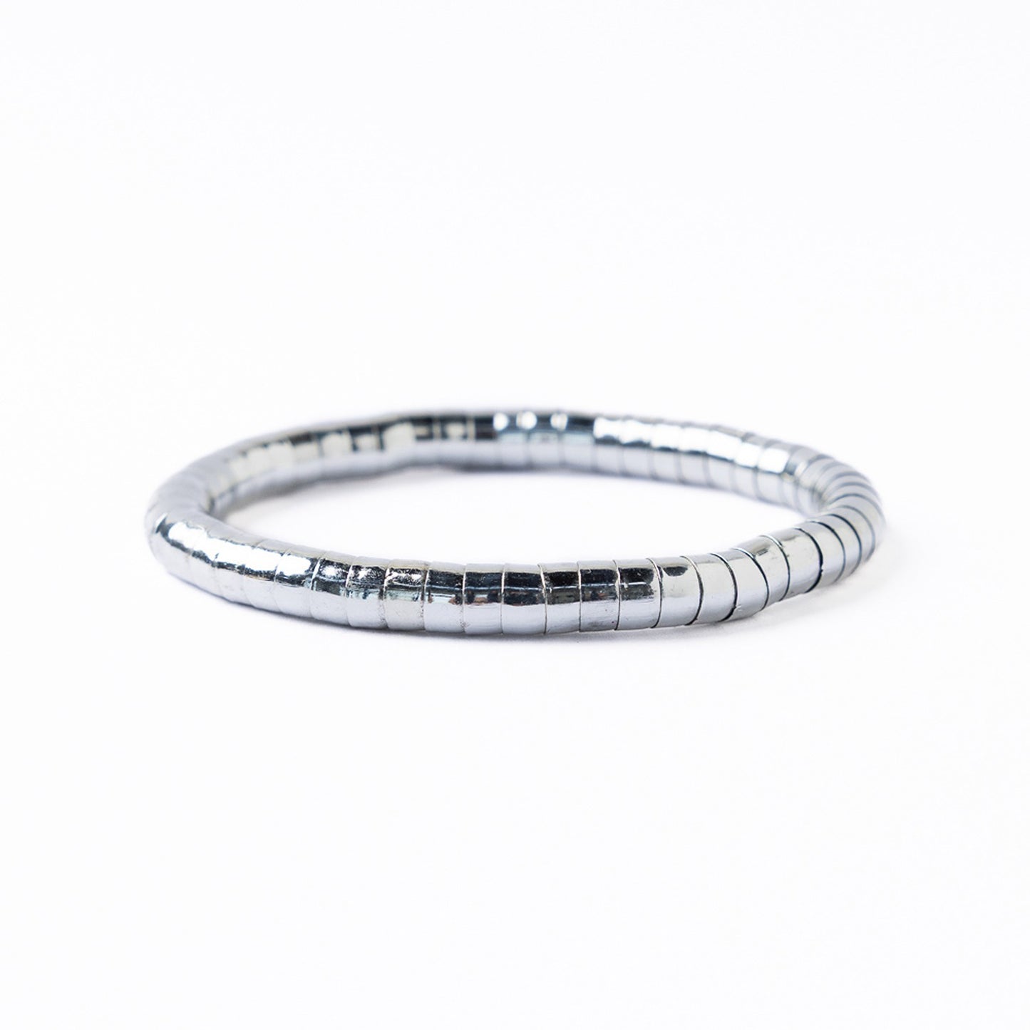 Lucille Round Bead Stretch Bracelet in Silver by Ink & Alloy