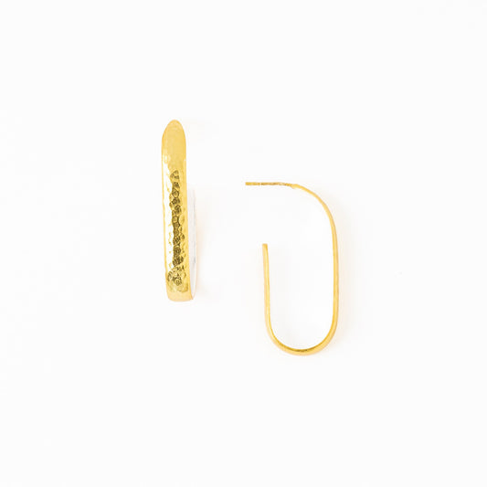 Hallie Hammered Hoop Earrings in Brass + Silver by INK + ALLOY