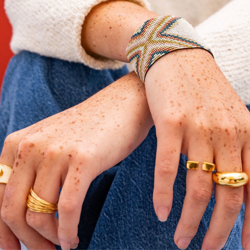 Morgan Multi-Layer Textured Ring in 18K Gold Finish by INK + ALLOY - additional view