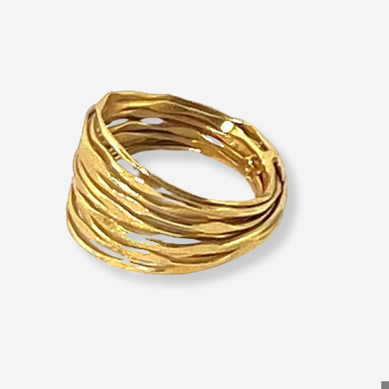 Morgan Multi-Layer Textured Ring in 18K Gold Finish by INK + ALLOY