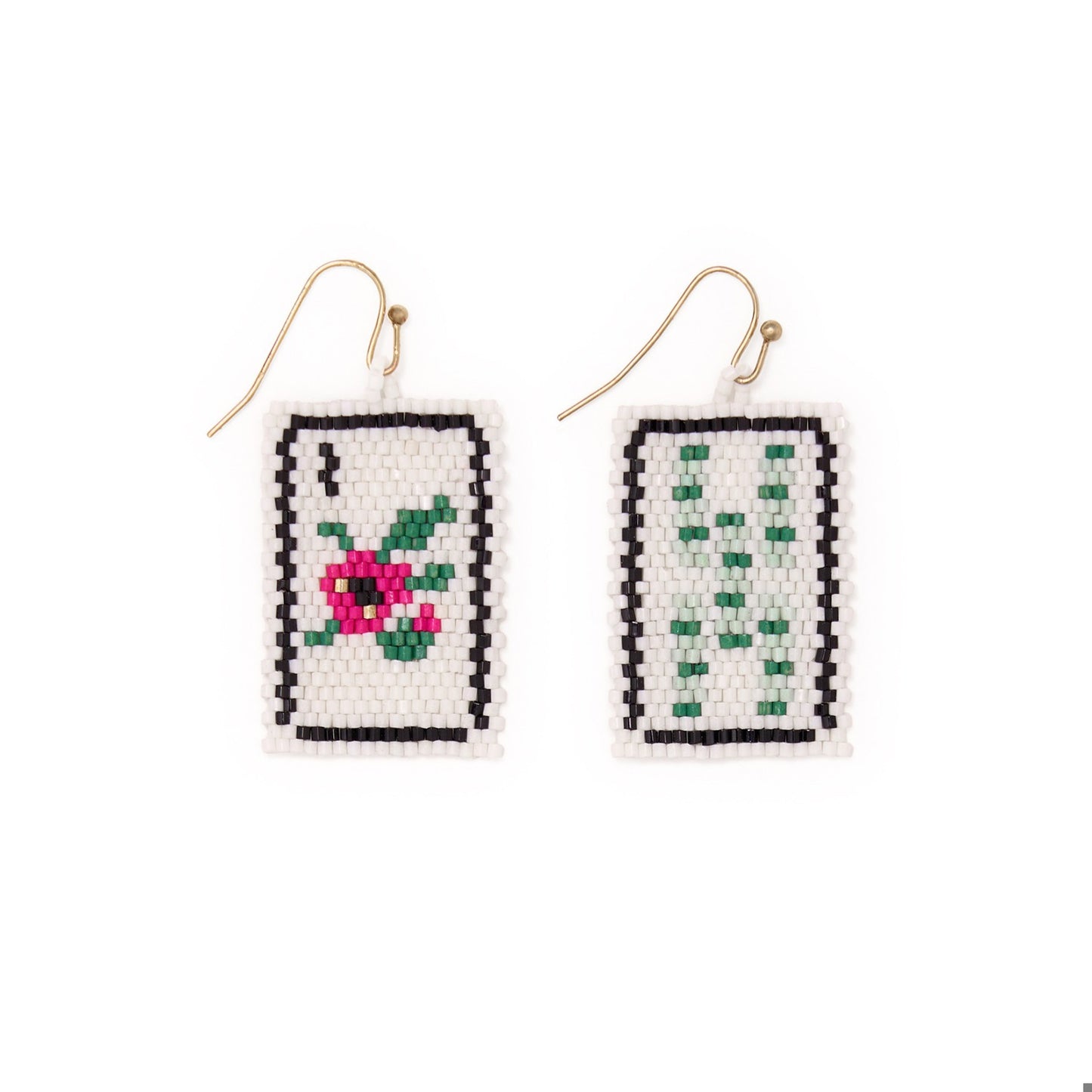 Lily Beaded Mahjong Flower Earrings by INK + ALLOY