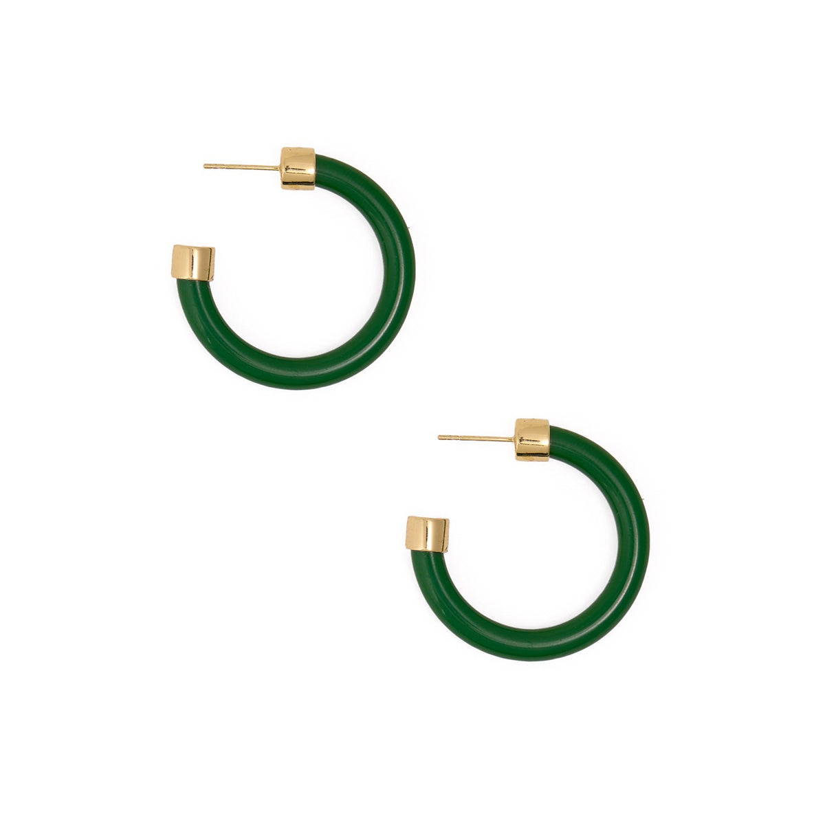 Winona Shiny Resin Hoop Earrings in Green by INK + ALLOY