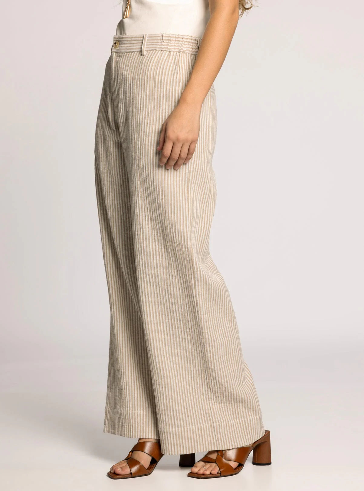 Maia Pants in Ivory & Oak
