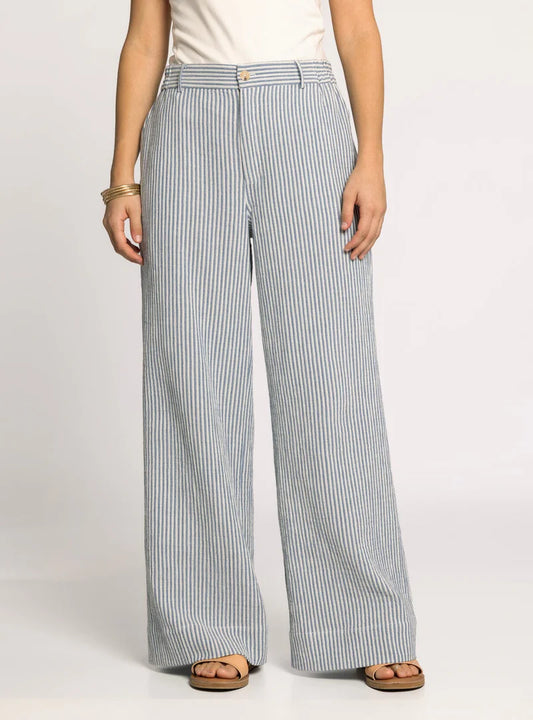 Maia Pants in Ivory & Blue