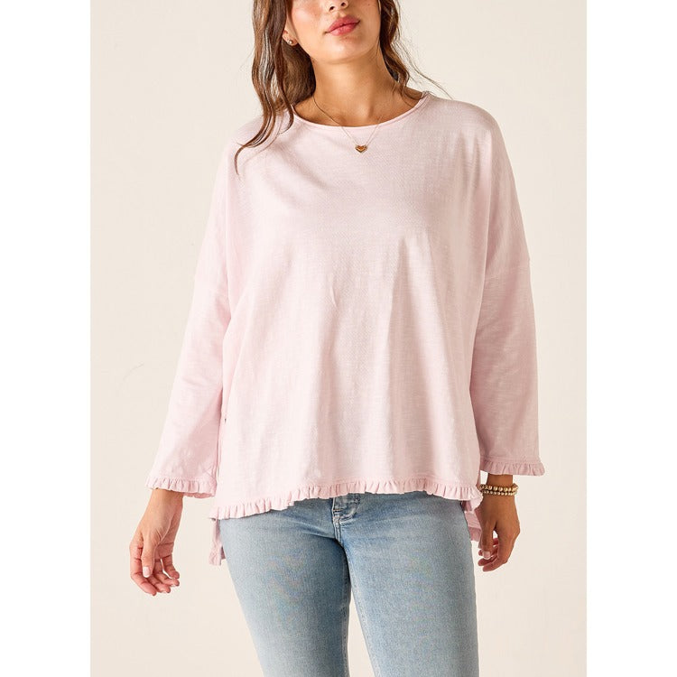 Catalina Ruffle Tee in Rose Quartz