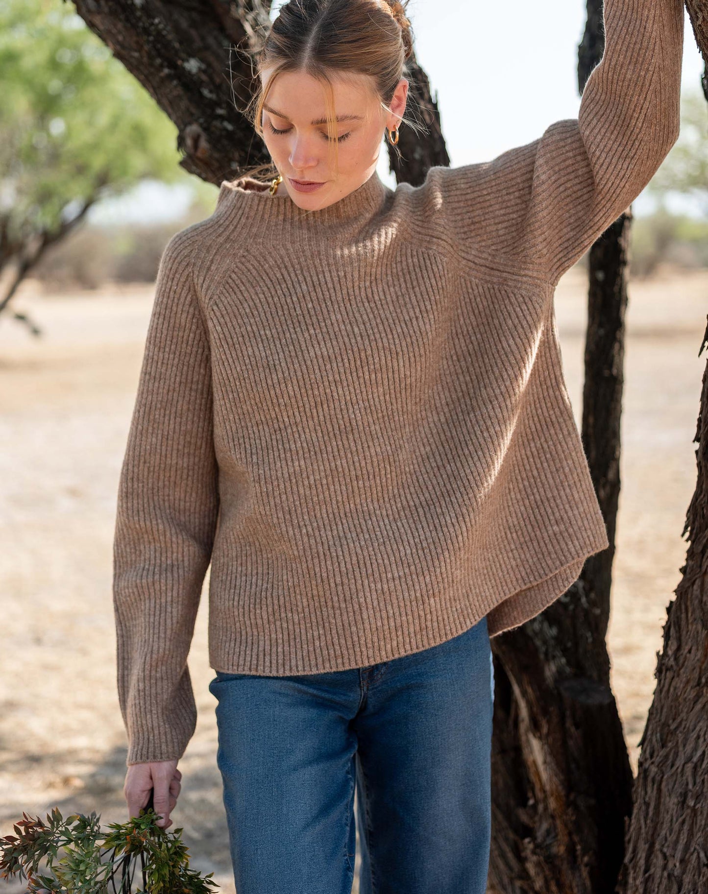 Monograph Mockneck Sweater in Heathered Driftwood