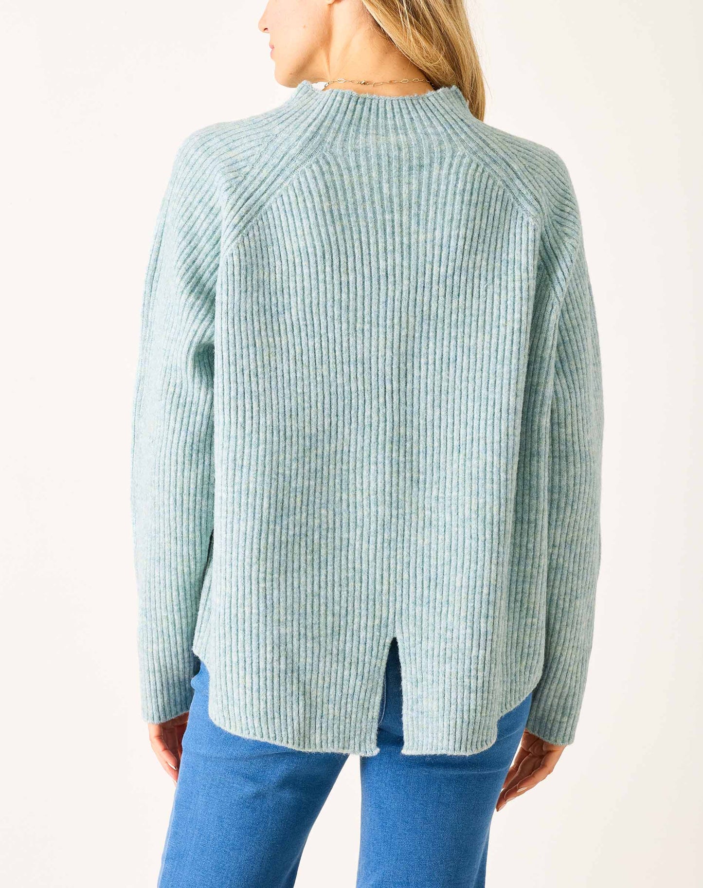 Monograph Mockneck Sweater in Heathered Seafoam