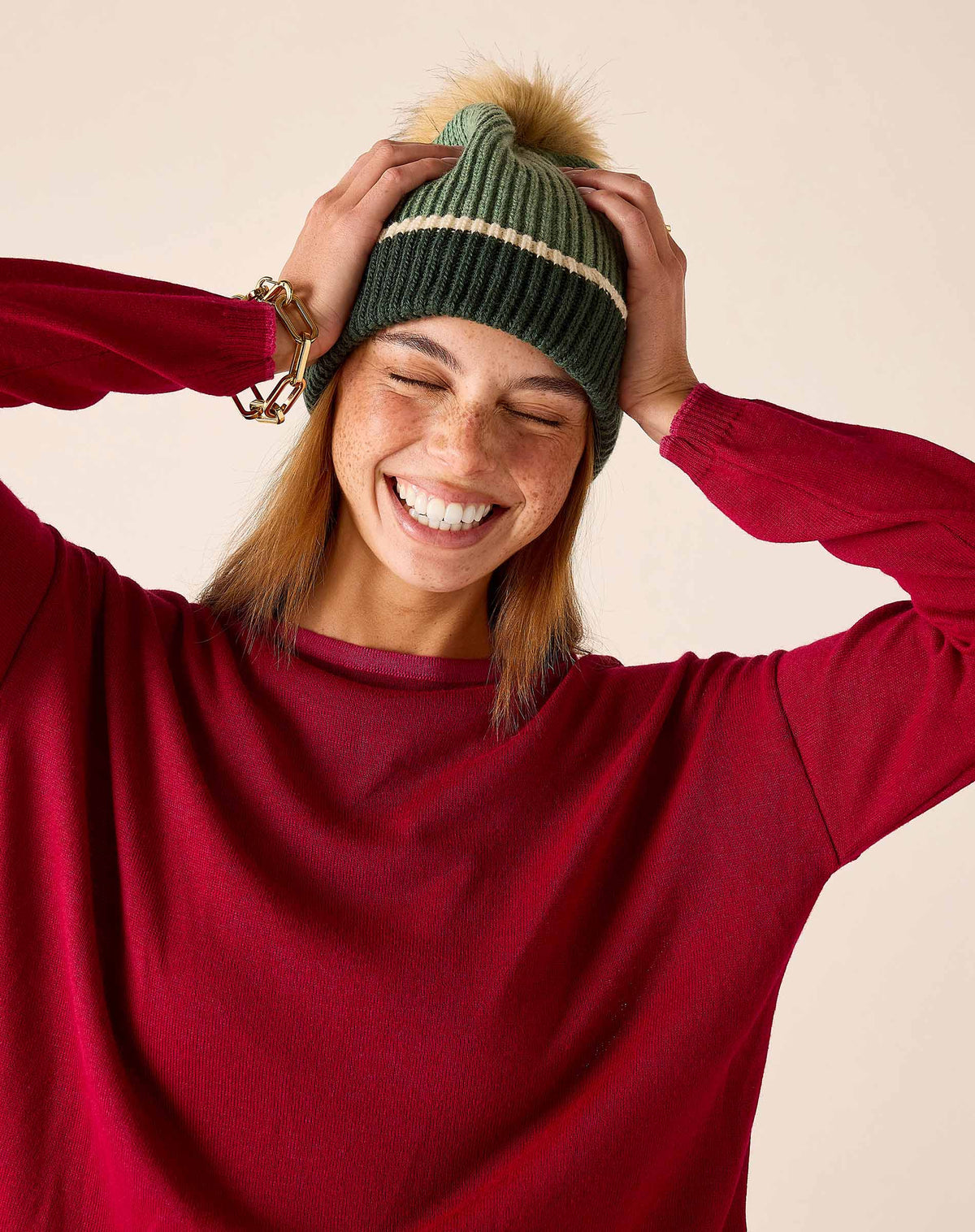Montauk Colorblock Beanie in Eden