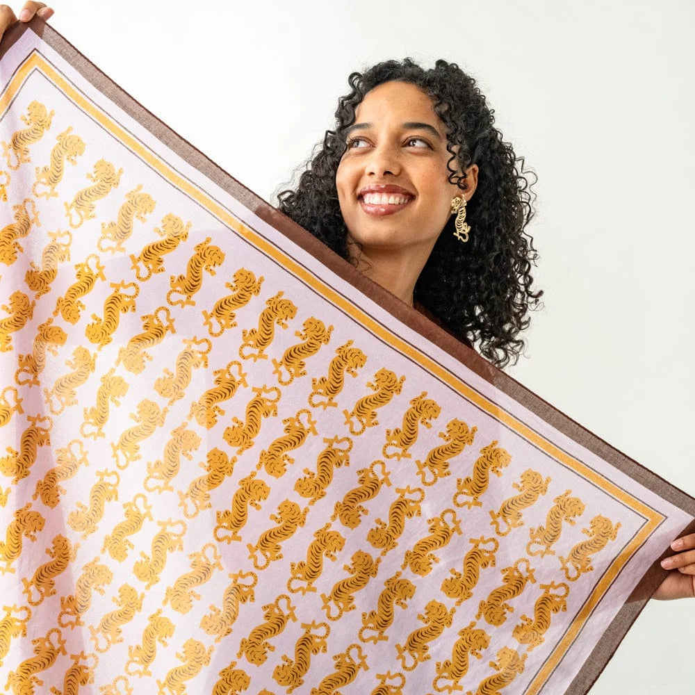 Olivia Square Scarf in Tiger Print