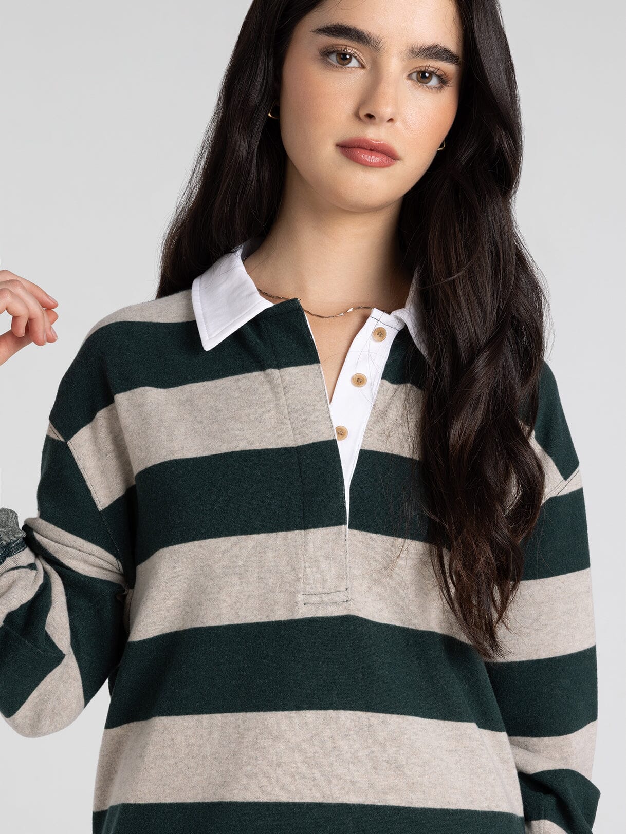 Pierce Dress in Stone Pine Stripes
