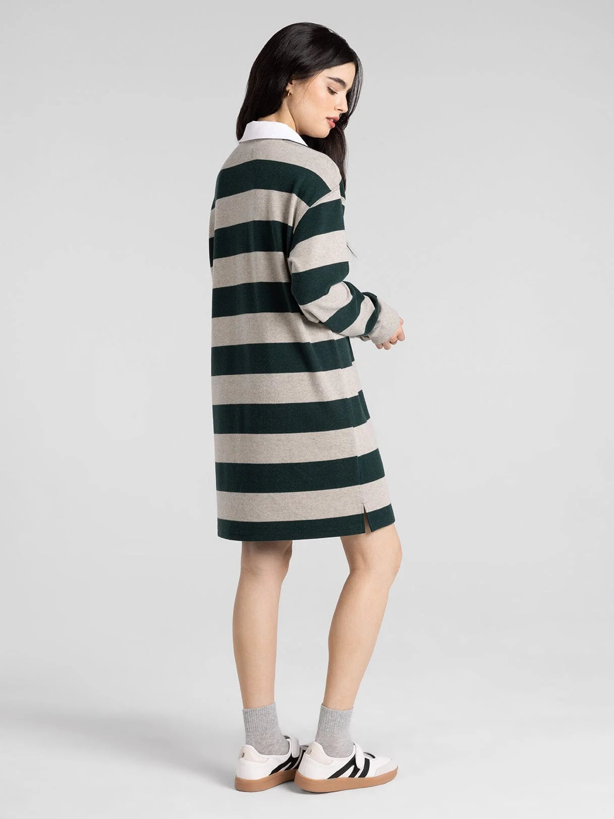 Pierce Dress in Stone Pine Stripes