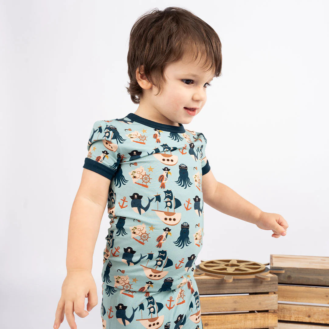 Pirate's Life Bamboo Short Sleeve Kids Pajama Pants Set
