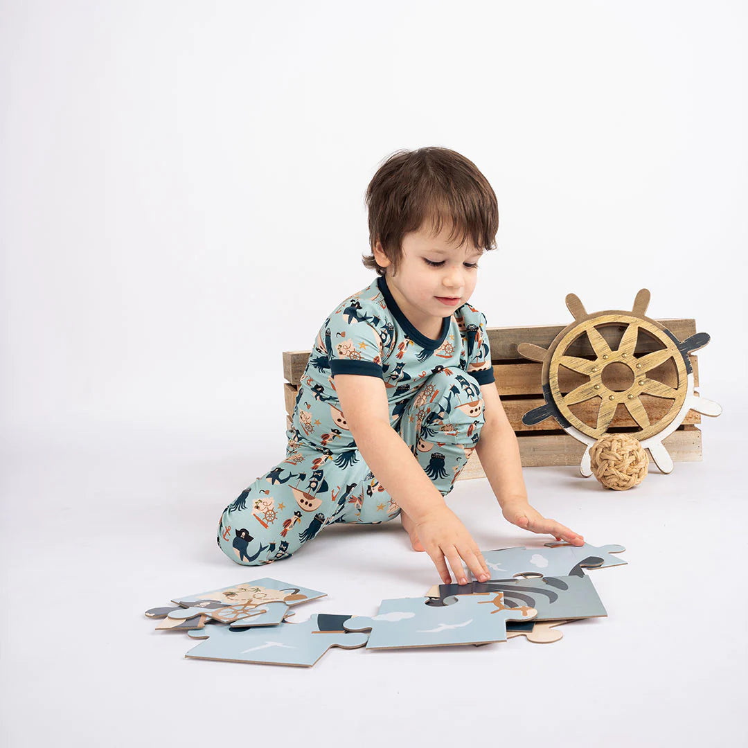 Pirate's Life Bamboo Short Sleeve Kids Pajama Pants Set