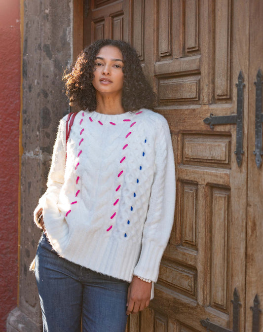 Ribbons and Romance Sweater in White