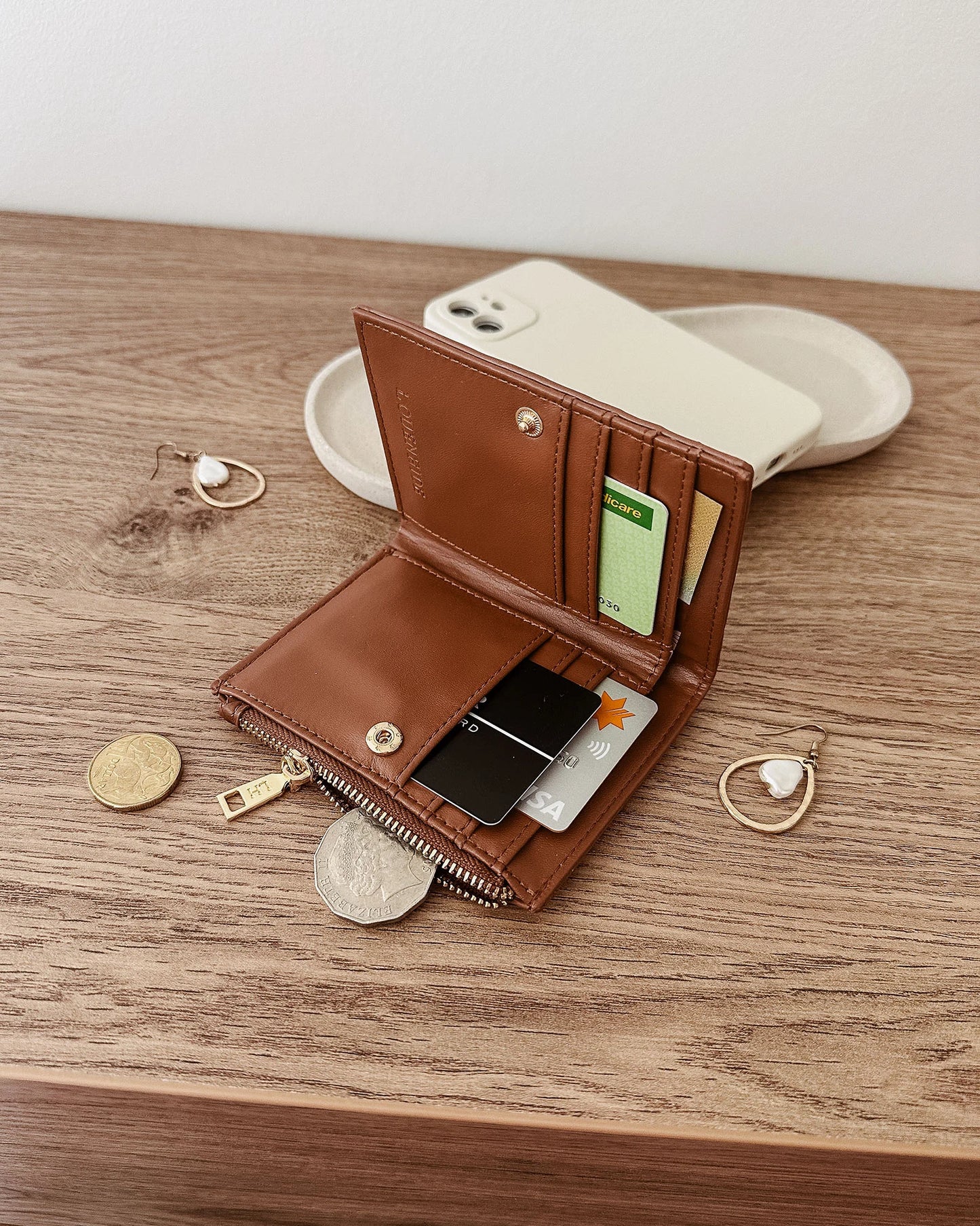 Lily Woven Wallet – Tan