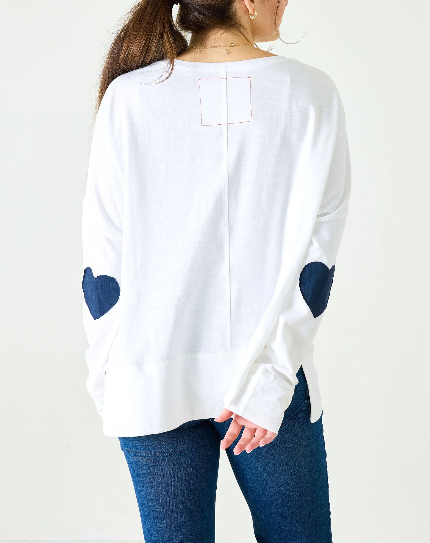 Amour Applique Tee in White and Navy
