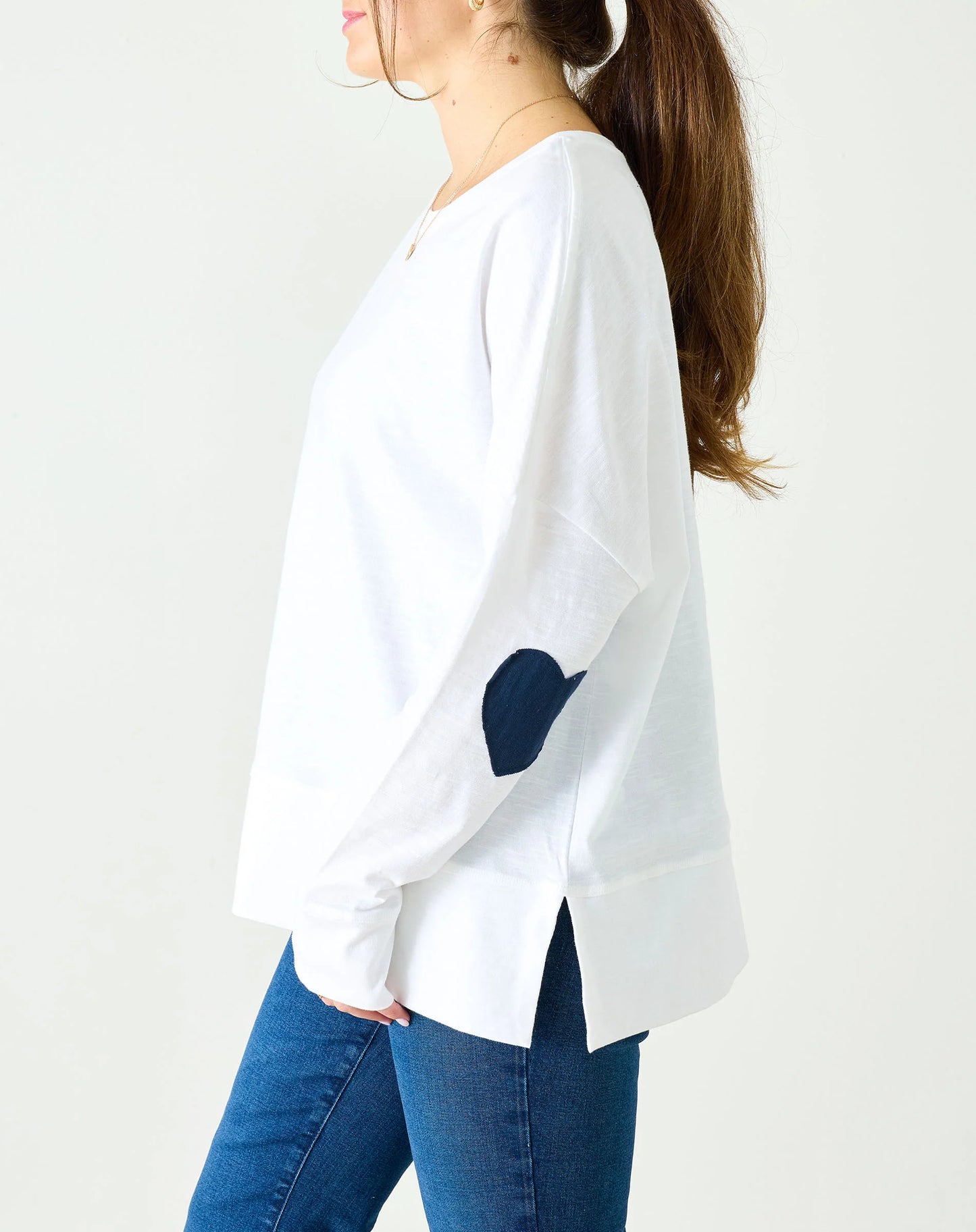 Amour Applique Tee in White and Navy