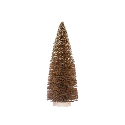 12"H Sisal Bottle Brush Tree w/ Glitter & Wood Base