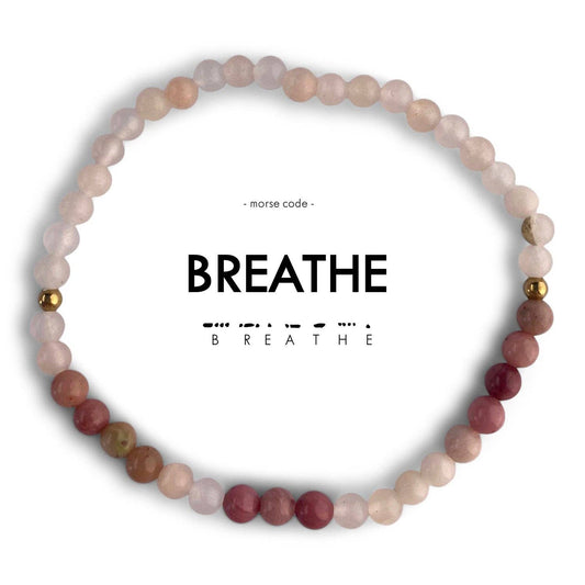 Morse Code Bracelet | BREATHE: Mauve Quartz & Pink Aventurine