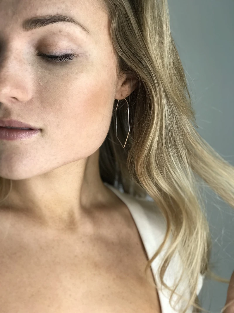 Small Silver Hexagon Hoops