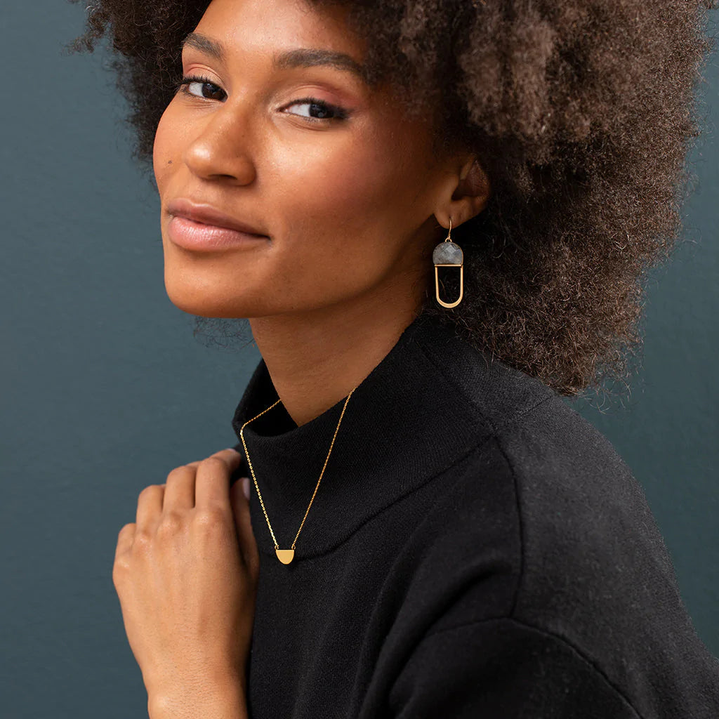 Modern Stone Chandelier Earring - Lapis/Silver