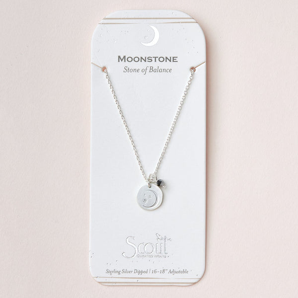 Intention Charm Necklace in Moonstone/Silver